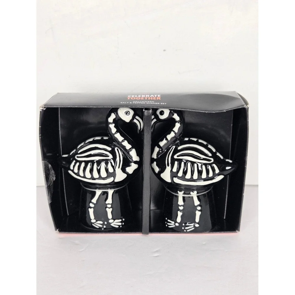 Celebrate Together Halloween Flamingo Skeleton Salt‎ & Pepper Shaker Set